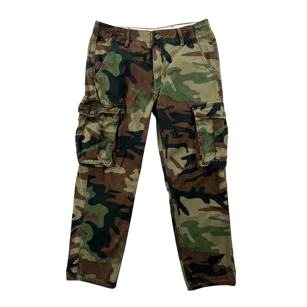 Levis Camo‎ Cargo Pants Men 30x30 (fits 31x27) Green Brown Woodland Camouflage